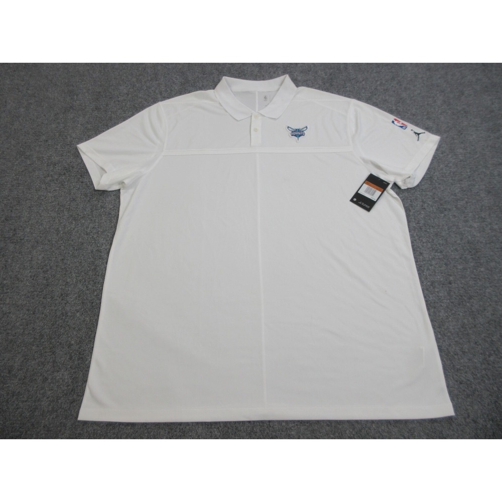 Charlotte Hornets Polo Shirt Mens 2XL XXL White Jumpman NBA Basketball Nike